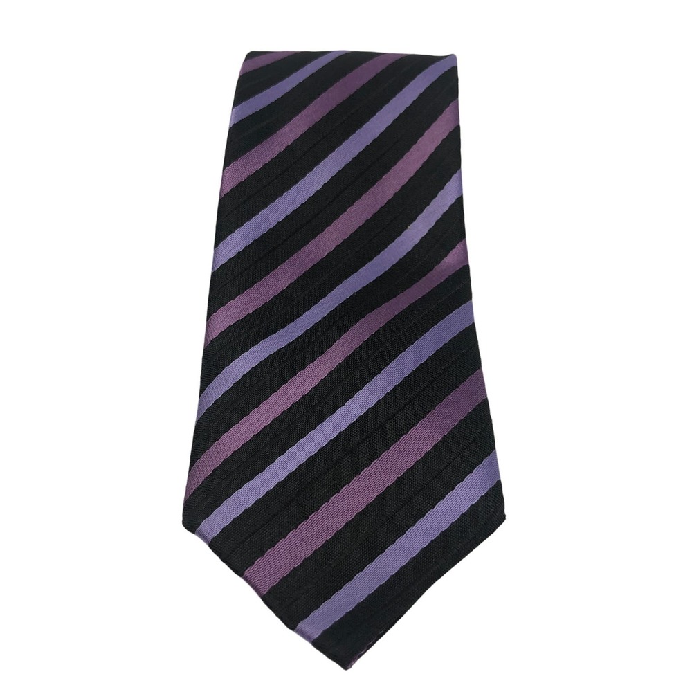 Youth Black violet stripes clip on necktie